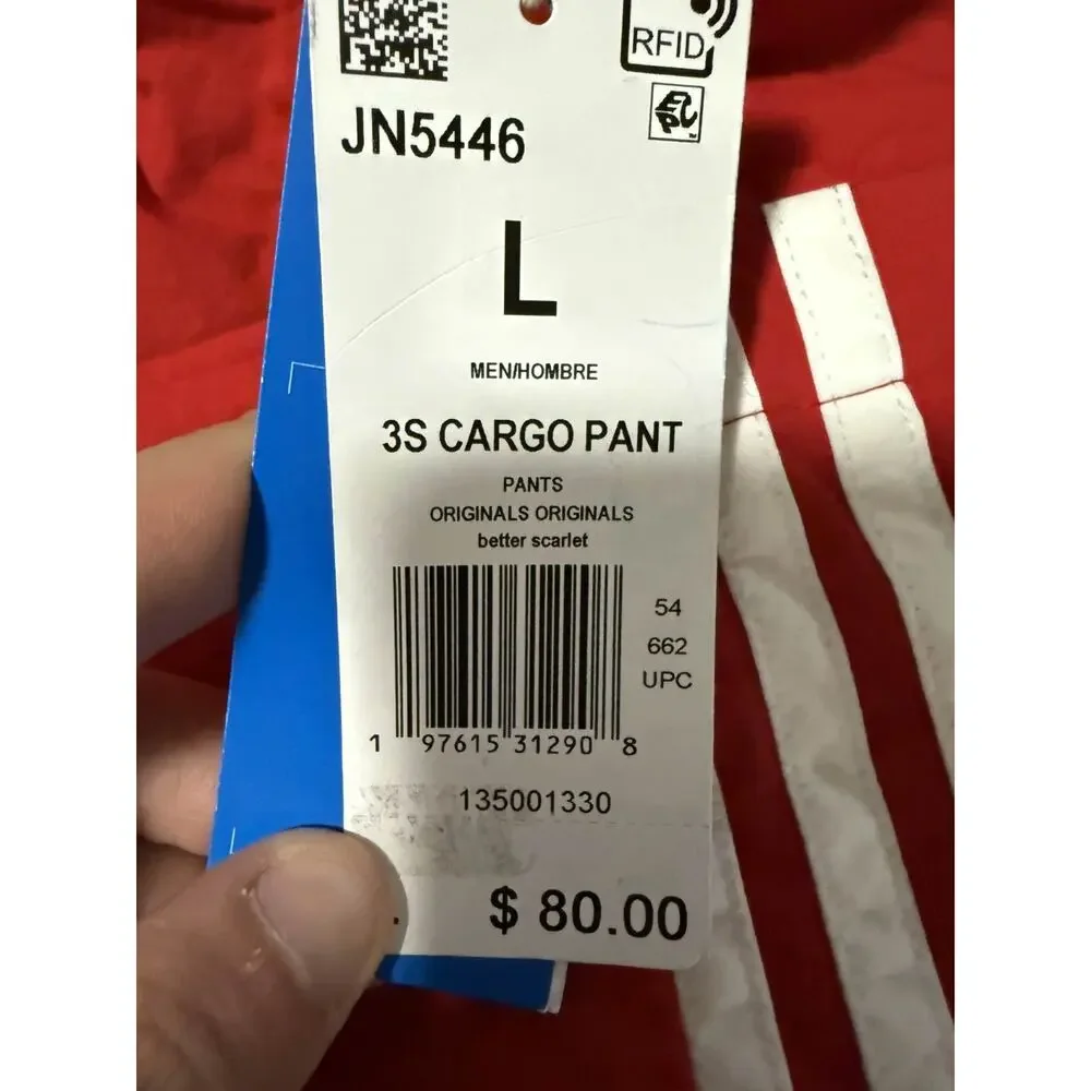 Adidas Originals 3-Stripes Cargo Jogger Pants Red White JN5446 Men’s Size L